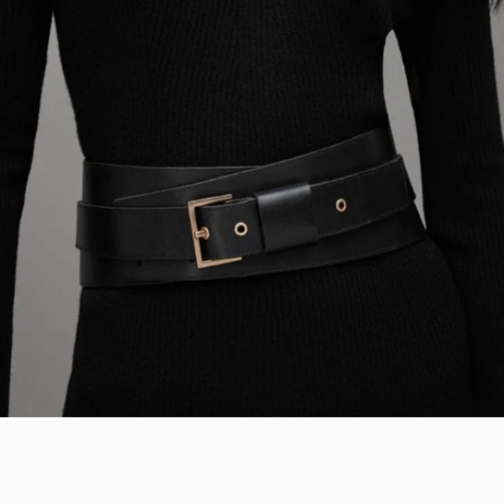 New AllSaints Leather Harlow Waist Belt
